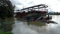 2014 Storms on Thames Astoria Houseboat Moored To Trees